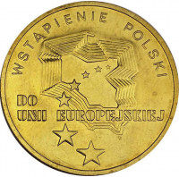 2 злотых, 2004 г. Вступление Польши в Европейский Союз