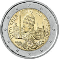 2 евро, 2019 г. Ватикан. 90-летие основания города-государства Ватикан
