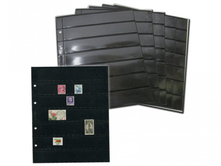 Лист вертикальный на чёрной основе для марок и бон 200Х250 мм на 7 ячеек 30х180 мм (формата Optima) двухсторонний(ЛЧБ 7(2))