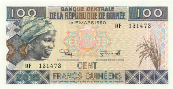 100 франков Гвинеи 2015 года р А47