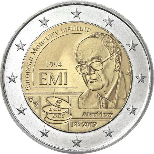 2 евро, 2019 г. Бельгия. 25-летие Европейского валютного института