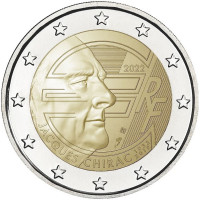 2 евро Франция 2022 г Жак Ширак