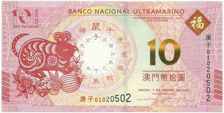10 патак Макао 2020 года. P-W88E
