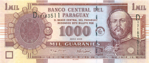 1000 гуарани Парагвая 2005 года p222b