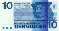 10 гульденов Нидерландов 1968 года р91b