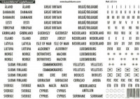 Лист с набором наклеек LE 2A с названиями стран Северной и Западной Европы