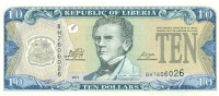 10 долларов Либерии 2003-2011 года р27