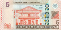5 долларов Суринама 2010 года p162a