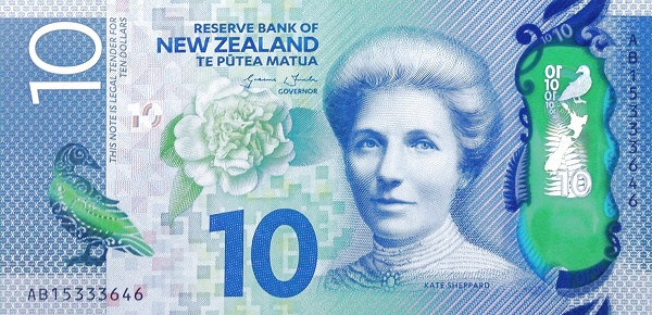10 долларов Новой Зеландии 2015 года. Р-192