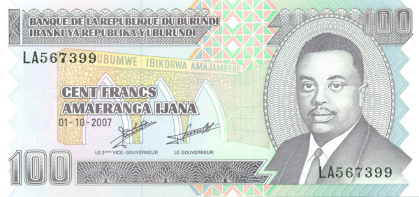 100 франков Бурунди 01.10.2007 года р37f