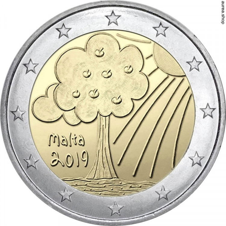 2 евро, 2019 г. Мальта. Природа и окружающая среда