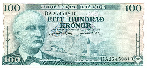 100 крон Исландии 1961 года p44a(7)