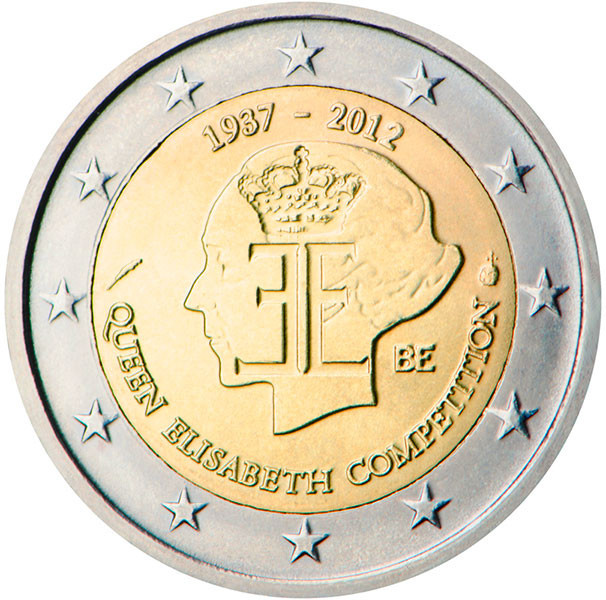 2 евро, 2012 г. Бельгия (75 лет истории музыкального конкурса имени королевы Елизаветы)