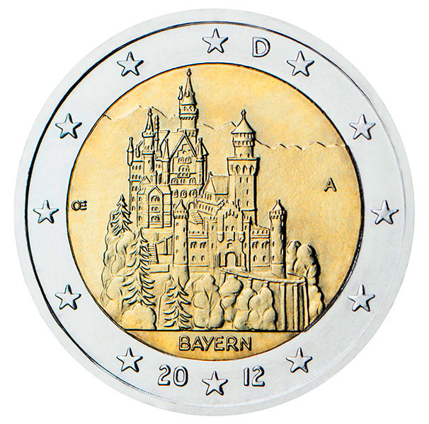 2 евро, 2012 г. Германия (Замок Нойшванштайн)