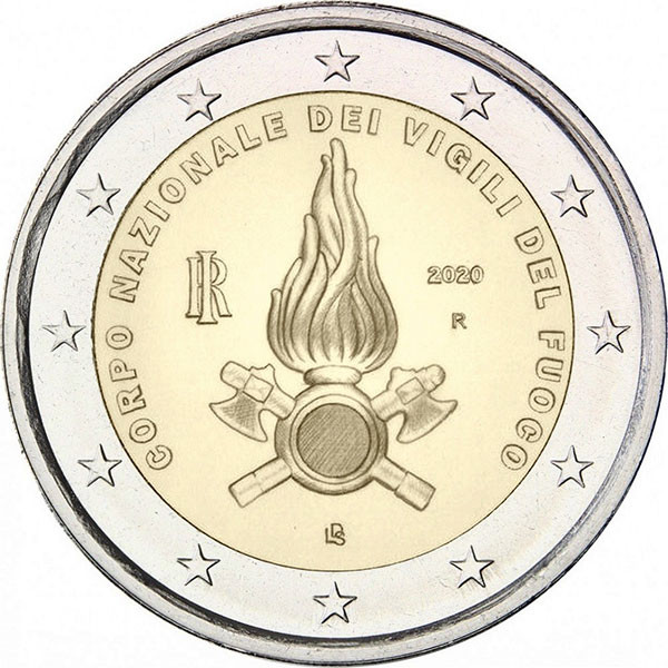 2 евро, 2020 г. Италия. Национальный корпус пожарных Италии