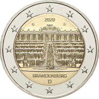 2 евро, 2020 г. Германия. Бранденбург (A,D,F,G,J)