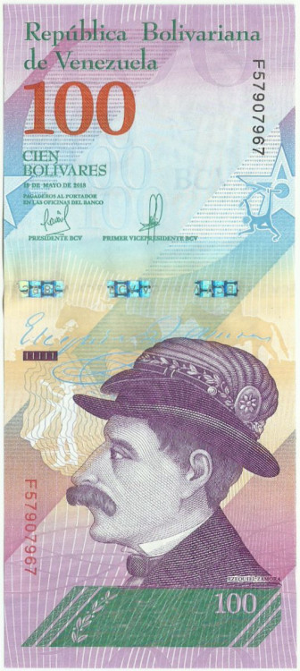 100 боливаров Венесуэлы 2018 года. P-106