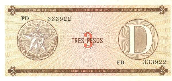 3 песо Кубы 1985 pfx33