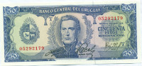 50 песо Уругвая 1967 года р46a(4)