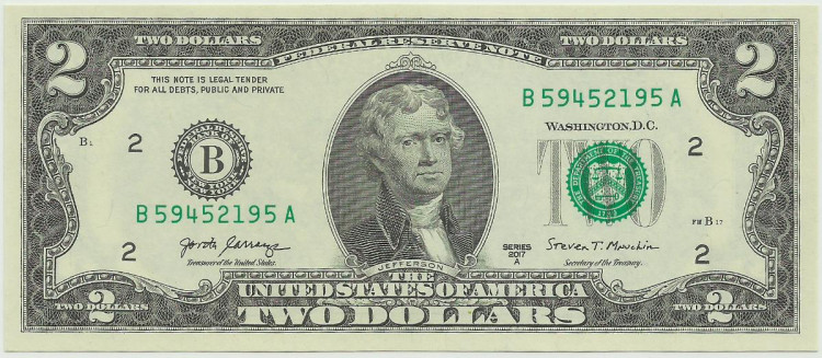 2 доллара США 2017 года. P-W545