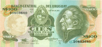 100 новых песо Уругвая 1987 года p62a