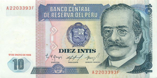 10 инти Перу 1985-1986 года р128