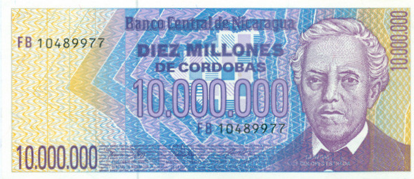 10000000 кордоба Никарагуа 1990 года р166