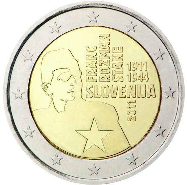 2 евро, 2011 г. Словения (100 лет со дня рождения Франца Розмана)
