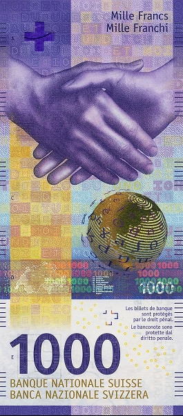 1000 франков Швейцарии 2017 года. Р-79