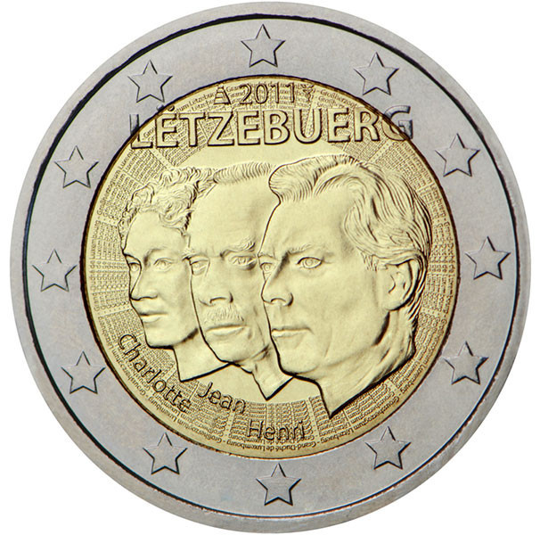 2 евро, 2011 г. Люксембург (50 лет назначения Великого герцога Люксембурга Жана титулом «lieutenant-représentant»)