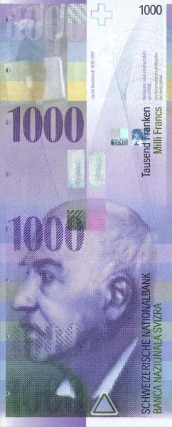 1000 франков Швейцарии 1996-2012 года. Р-74