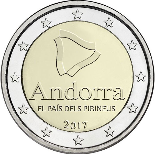 2 евро, 2017 г. Андорра. Страна в Пиринеях