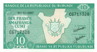 10 франков Бурунди 2007 года р33е