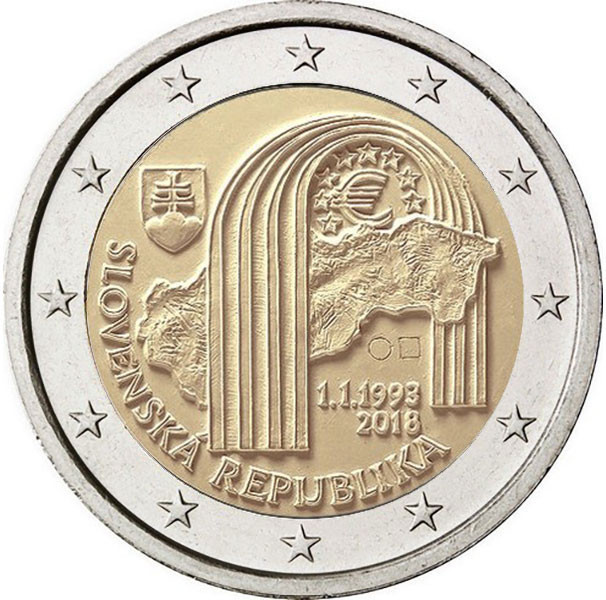 2 евро, 2018 г. Словакия 25 лет Словацкой Республике