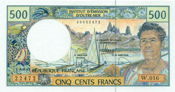 500 франков Французских заморских территорий 1996-2012 года p1h