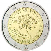 2 евро, 2010 г. Словения (200 лет Ботаническому саду Любляны)