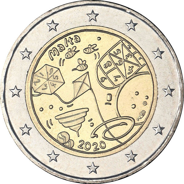2 евро, 2020 г. Мальта. Детские игры