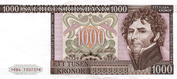1000 крон Швеции 1976-1988 года. Р-55