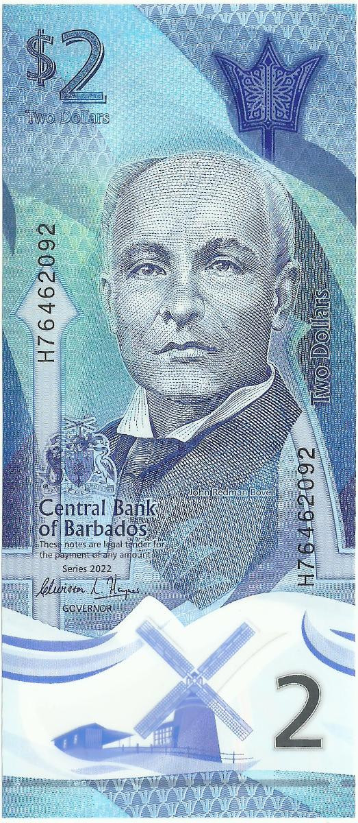 2 доллара Барбадоса 2022 года. P-W80