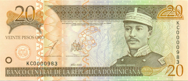 20 песо Доминиканской республики 2003 года p169c