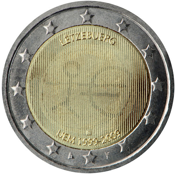 2 евро, 2009 г. Люксембург (10 лет Экономическому и валютному союзу)