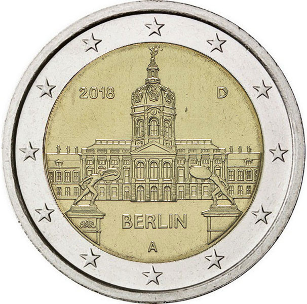 2 евро, 2018 г. Германия Дворец Шарлоттенбург в Берлине
