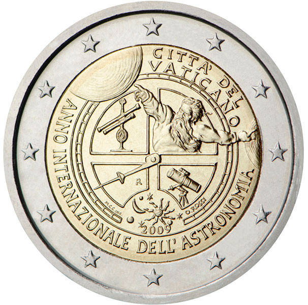 2 евро, 2009 г. Ватикан (Международный год астрономии)