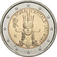 2 евро, 2021 г. Италия. 150 лет объявления Рима столицей Италии