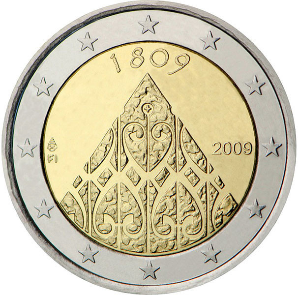 2 евро, 2009 г. Финляндия (200 лет автономии Финляндии и учреждения центральных правительственных учреждений)