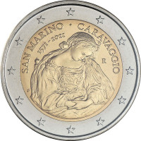 2 евро, 2021 г. Сан-Марино. 450 лет со дня рождения Караваджо