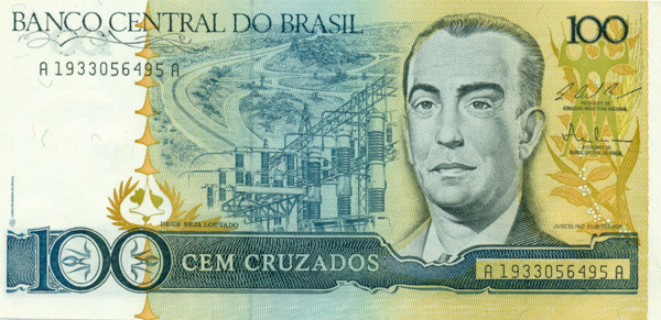 100 крузадо Бразилии 1986-1988 годов р211c