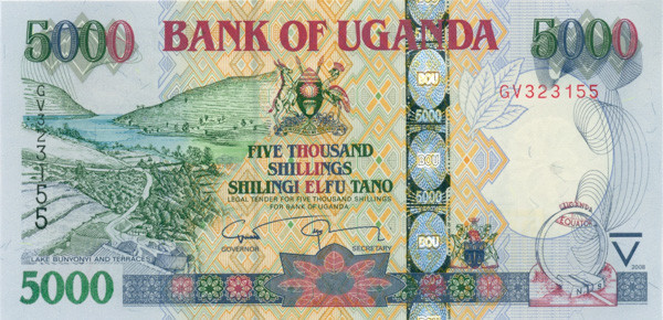 5000 шиллингов Уганды 2008 года р44c