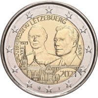 2 евро, 2021 г. Люксембург. 100 лет со дня рождения Великого Герцога Жана