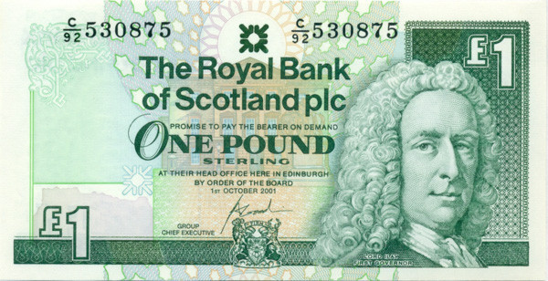 1 фунт Шотландии 01.10.2001 года p351e